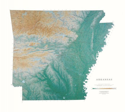 Buy map Arkansas, Physical, Laminated Wall Map by Raven Maps