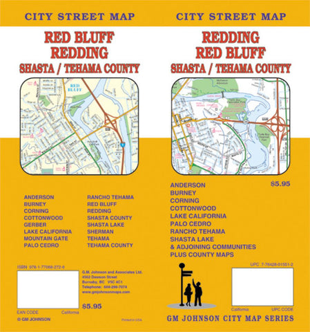Buy map Redding, Red Bluff, Shasta and Tehama County, California by GM Johnson