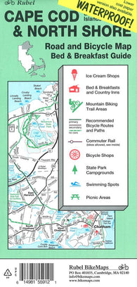 Buy map Cape Cod, The Islands and North Shore, Road and Bicycle Map (waterproof) by Rubel BikeMaps