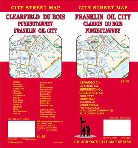 Buy map Franklin, Oil City, Clarion, DuBois, Clearfield and Punxsutawney, Pennsylvania by GM Johnson