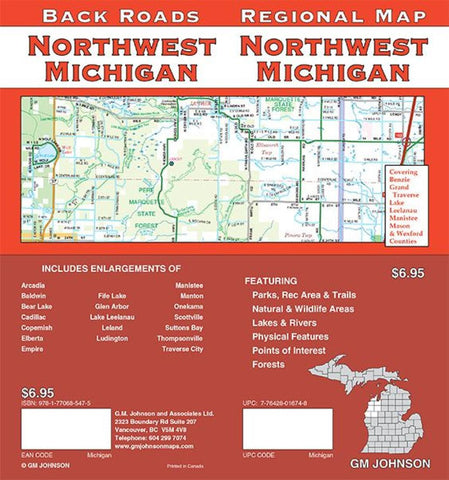 Buy map Michigan, Northwest, Back Roads by GM Johnson