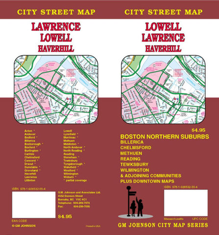Buy map Lowell, Lawrence and Haverhill, Massachusetts by GM Johnson