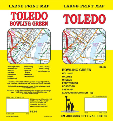 Buy map Toledo and Bowling Green, Ohio, large print by GM Johnson