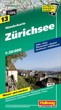 Buy map Zurichsee/Lake Zurich Hiking Map by Hallwag