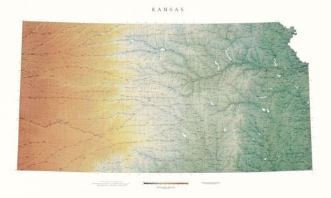 Buy map Kansas, Physical, Laminated Wall Map by Raven Maps