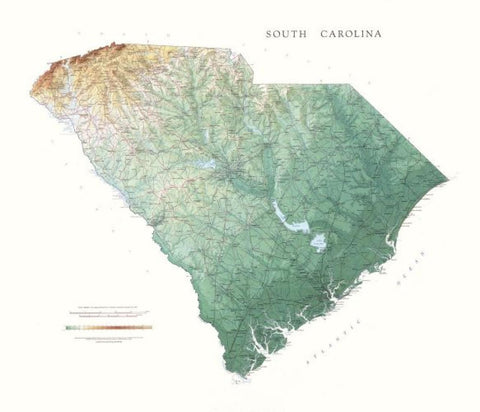 Buy map South Carolina, Physical Wall Map by Raven Maps