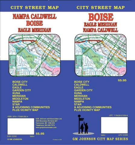 Buy map Boise, Eagle, Meridian, Nampa and Caldwell, Idaho by GM Johnson