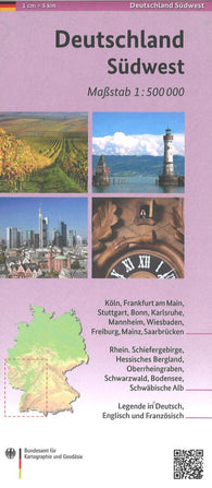 Buy map Deutschland Südwest 1:500 000