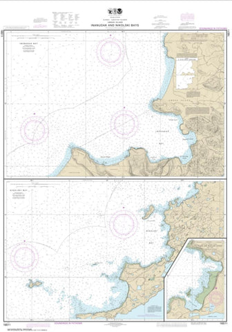 Buy map Inanudak Bay and Nikolski Bay, Umnak l.; River and Mueller Coves (16511-8) by NOAA
