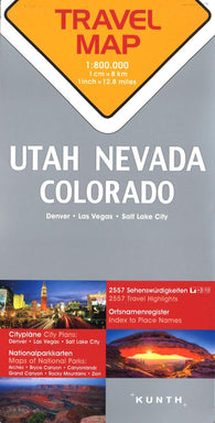 Buy map Utah, Nevada, Colorado : Denver, Las Vegas, Salt Lake City : travel map