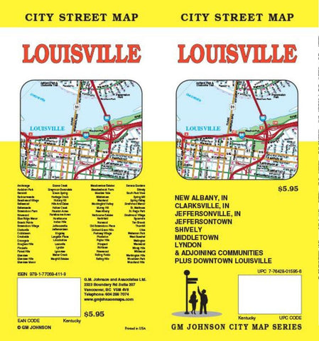 Buy map Louisville, Kentucky and New Albany, Indiana