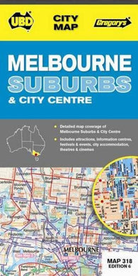 Buy map Melbourne, Australia Suburbs and City Center by Universal Publishers Pty Ltd