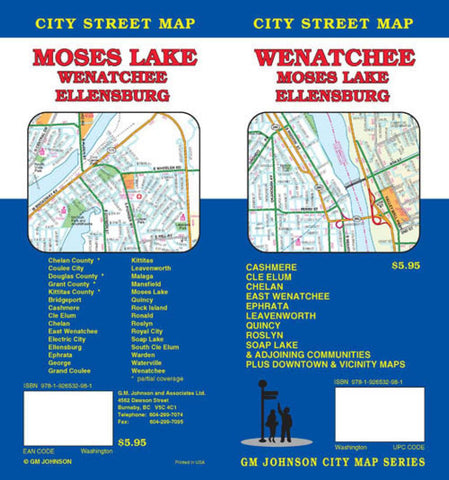 Buy map Wenatchee, Moses Lake and Ellensburg, Washington by GM Johnson