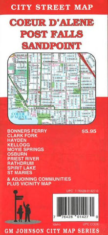Buy map Coeur DAlene, Post Falls and Sandpoint, Idaho by GM Johnson