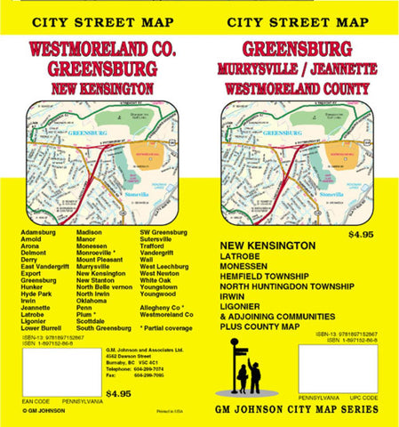 Buy map Westmoreland County, Greensburg, Jeannette and Murrysville, Pennsylvania by GM Johnson