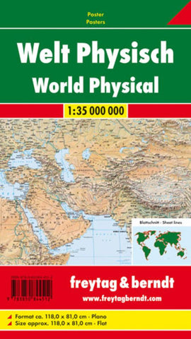 Buy map World, Physical by Freytag-Berndt und Artaria