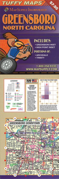 Buy map Greensboro, North Carolina Laminated Tuffy Map by Tuffy Maps