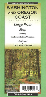 Buy map Washington and Oregon Coast : Pacific Northwest USA