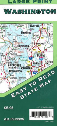 Buy map Washington State, Large Print by GM Johnson