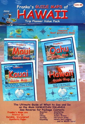 Buy map Hawaii Trip Planner Value Pack : Guide Maps of Maui, Oahi, Kauai, and Hawaii, + Reef Creatues Guide card by Frankos Maps Ltd.