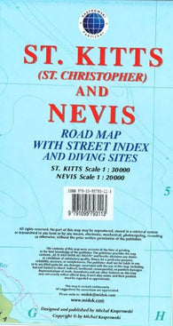 Buy map St Kitts and Nevis, Caribbean, Road Map by Kasprowski Publisher
