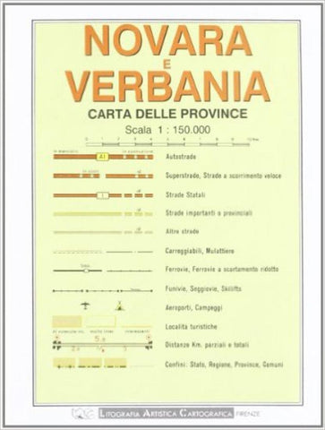 Buy map Novara and Verbania Province, Italy by Litografia Artistica Cartografica