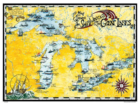 Buy map Great Lakes, Shipwreck Map