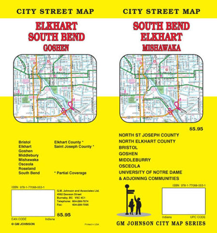 Buy map South Bend, Elkhart and Mishawaka, Indiana by GM Johnson
