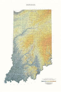 Buy map Indiana, Physical, Laminated Wall Map by Raven Maps