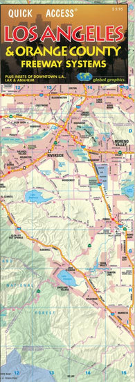 Buy map Los Angeles, California, Freeway, Quick Access Map by Global Graphics