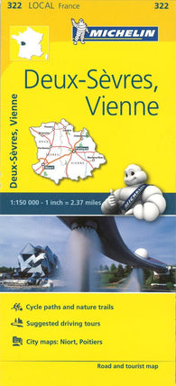 Buy map Michelin: Deux-Sevres, Vienne, France Road and Tourist Map by Michelin Maps and Guides