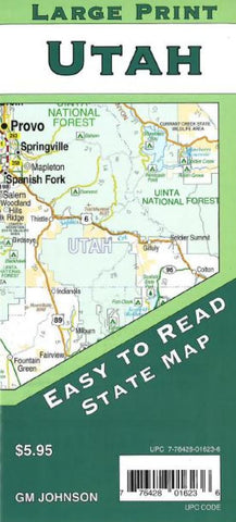 Buy map Utah Large Print State Map by GM Johnson