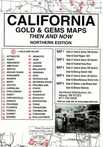 Buy map California, North, Gold and Gems, 5 Map Set, Then and Now by Northwest Distributors