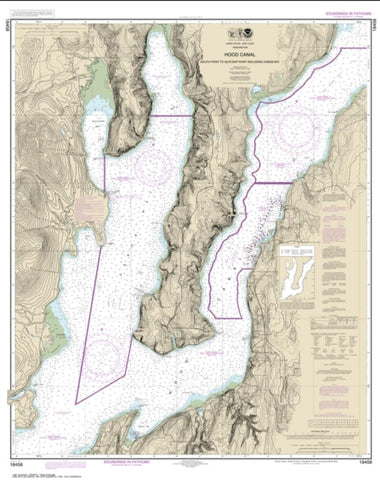 Buy map Hood Canal-South Point to Quatsap Point including Dabob Bay (18458-17) by NOAA