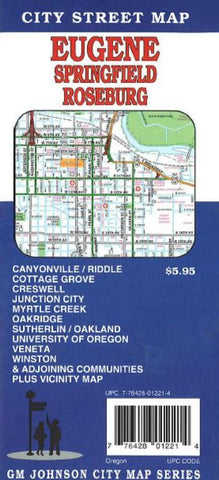Buy map Eugene, Springfield and Roseburg, Oregon by GM Johnson