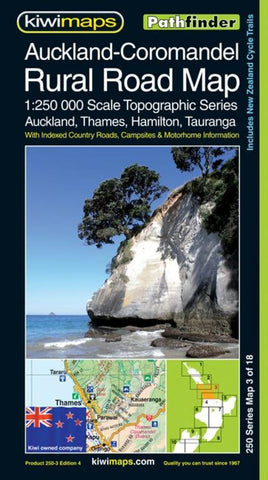 Buy map Auckland-Coromandel, New Zealand, Rural Roads Topographic Map by Kiwi Maps