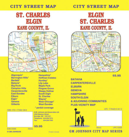 Buy map Elgin, St. Charles and Kane County, Illinois by GM Johnson