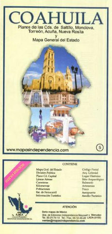 Buy map Coahuila, Mexico, State and Major Cities Map by Ediciones Independencia