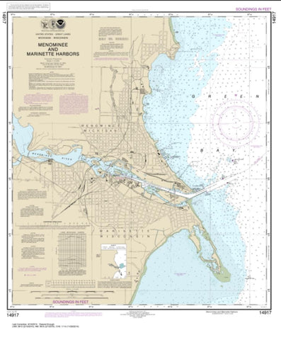 Buy map Menominee and Marinette Harbors (14917-25) by NOAA