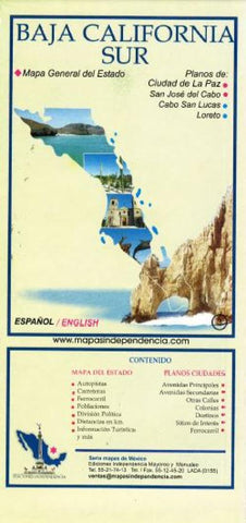 Buy map Baja California Sur, Mexico, State and Major Cities Map by Ediciones Independencia