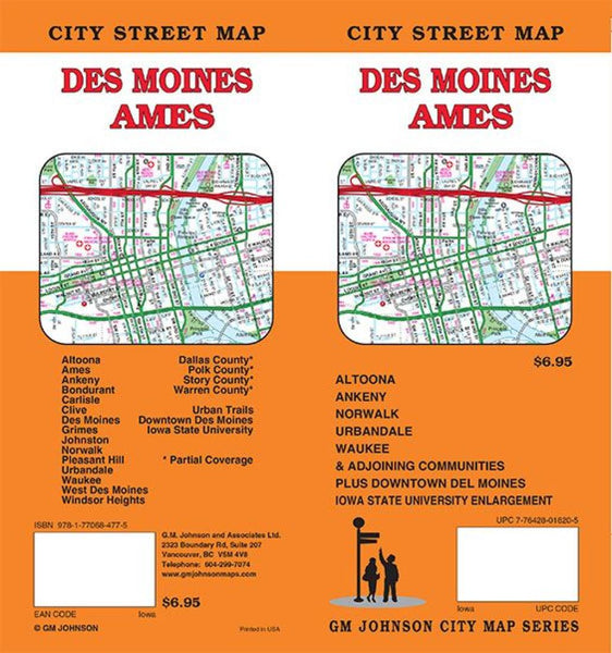 Buy map Des Moines and Ames, Iowa by GM Johnson