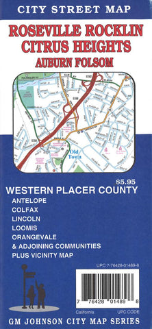 Buy map Roseville : Rocklin : Citrus Heights : Auburn : Folsom : city street map = Citrus Heights : Roseville : Rocklin : Auburn : Folsom : city street map