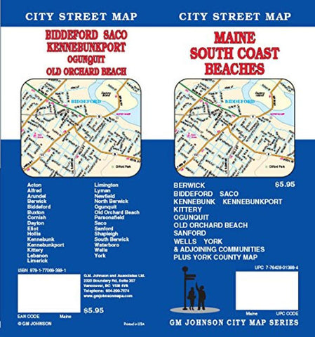 Buy map Maine South Coast Beaches : city street map = Biddeford : Saco : Kennebunkport : Ogunquit : Old Orchard Beach : city street map