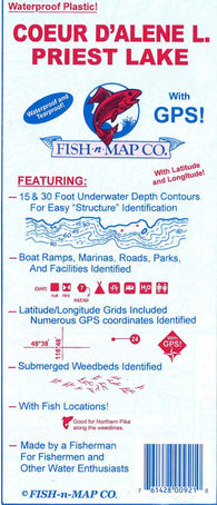 Buy map Coeur dAlene Lake, Priest Lake Fishing Map