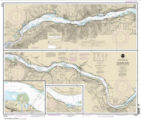 Buy map Columbia River Bonneville To The Dalles; The Dalles; Hood River (18532-21) by NOAA