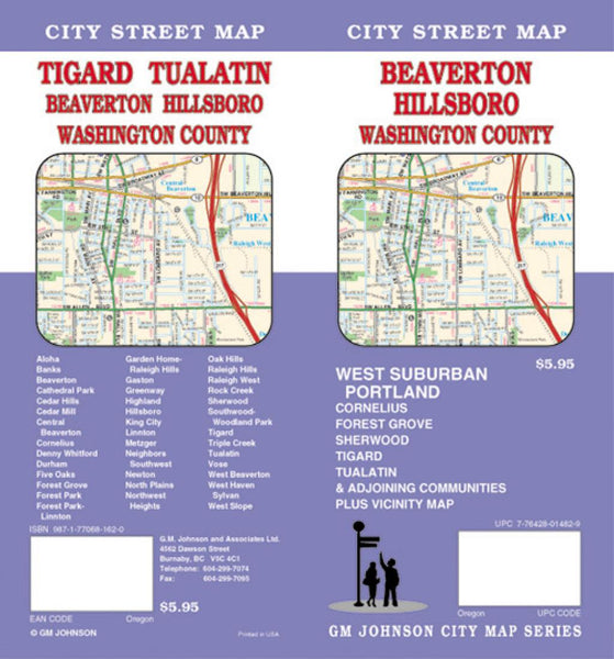 Buy map Beaverton, Hillsboro and Washington County, Oregon by GM Johnson