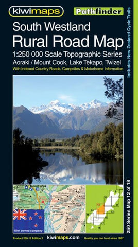 Buy map South Westland Rural Roads, New Zealand, Topographic Map by Kiwi Maps