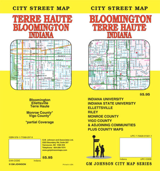 Buy map Bloomington and Terre Haute, Indiana by GM Johnson
