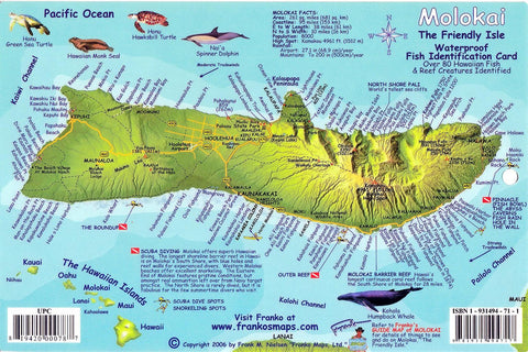 Buy map Molokai, Hawaiian Islands, Reef Creatures Fish ID Card by Frankos Maps Ltd.