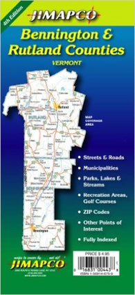 Buy map Bennington and Rutland Counties, Vermont by Jimapco